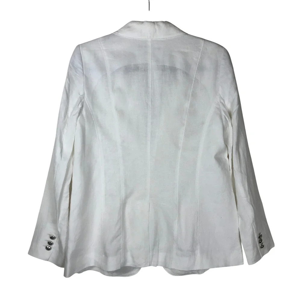Talbots Womens Classic Linen Blazer Size 6 White Breathable Summer Work Office - Picture 2 of 14